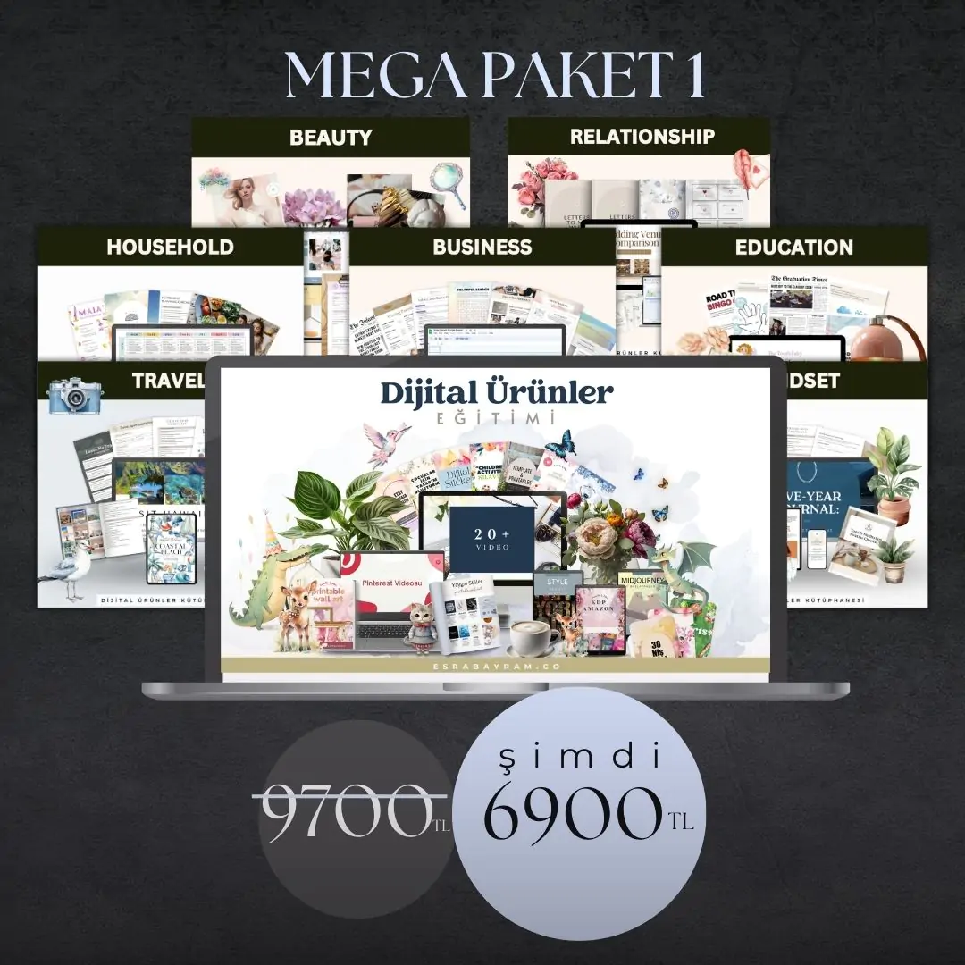 Mega Paket 1 – Dijital Ürünler Eğitimi + 8 Kategoride 500+ Ürün